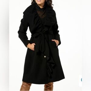 C Wonder  Ruffle Front Dress Coat